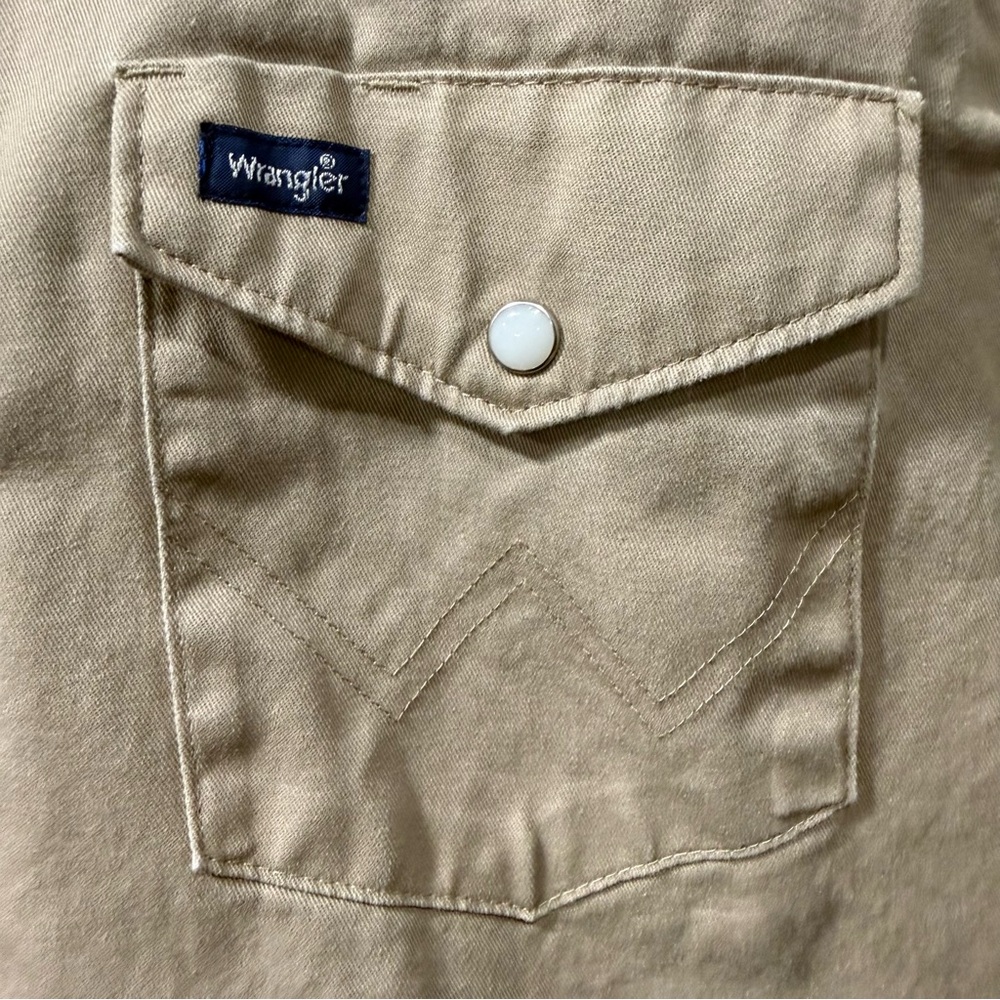Wrangler Western Snap Shirt Tan Long Sleeve Size Medium - Picture 3 of 8
